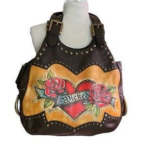 Isabella Fiore Wicked Leather Brass Large RARE Handbag